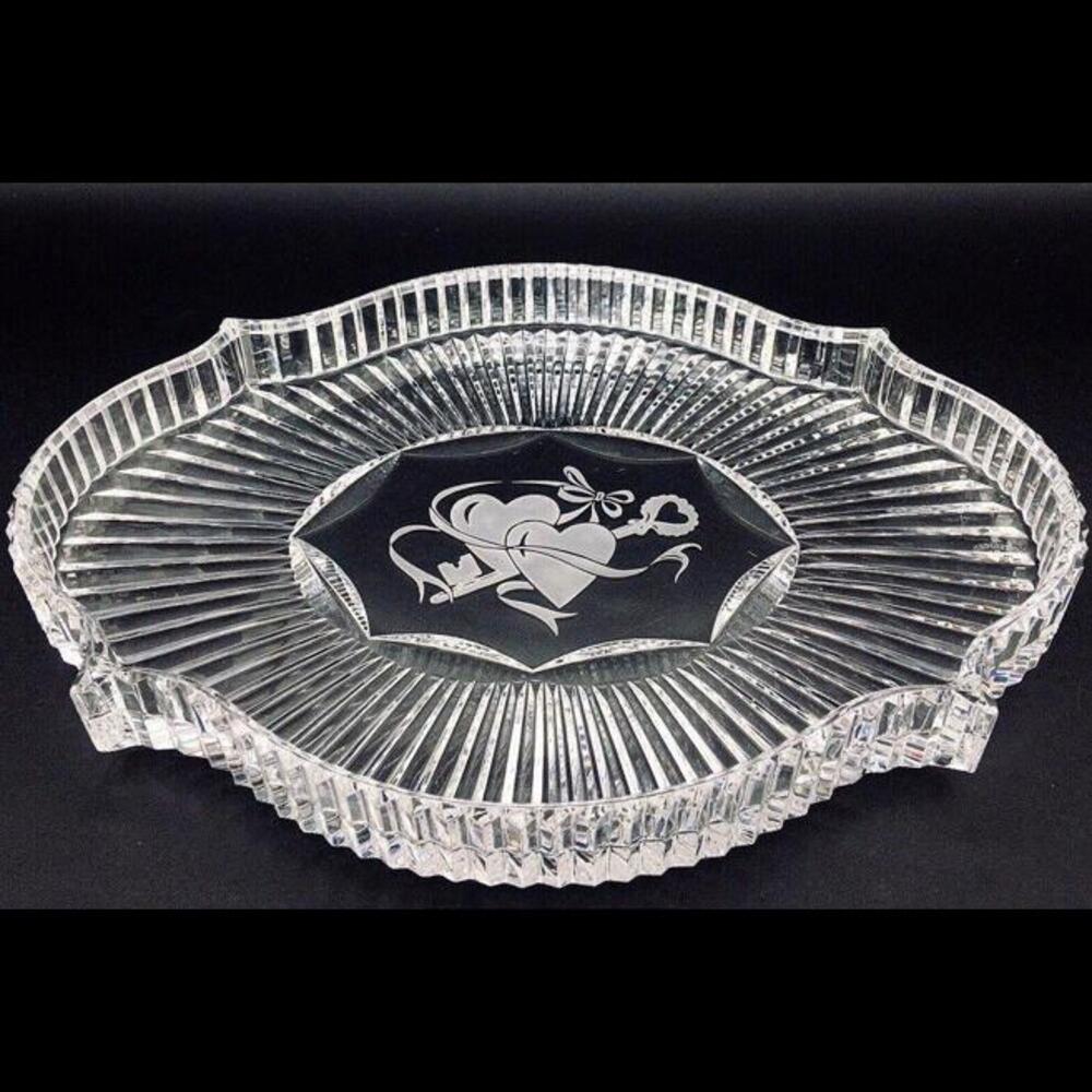 Waterford Crystal The Eternity Plate Key to My Heart Vertical Horizontal Cuts